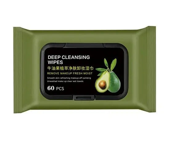Avocado Makeup Remover Wipes (60 Pcs) for Girls and Women